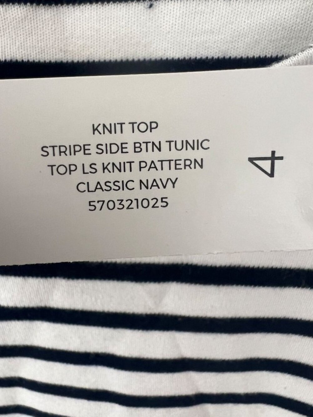 Chico's Stripe Side Button Tunic Top Size 4 US XXL LS Knit Classic Navy NWT - Picture 7 of 8
